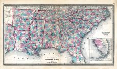 Southern States, Arkansas, Tennessee, North Carolina, South Carolina, Georgia, Florida, Alabama, Mississippi, Louisiana, Ohio State Atlas 1868